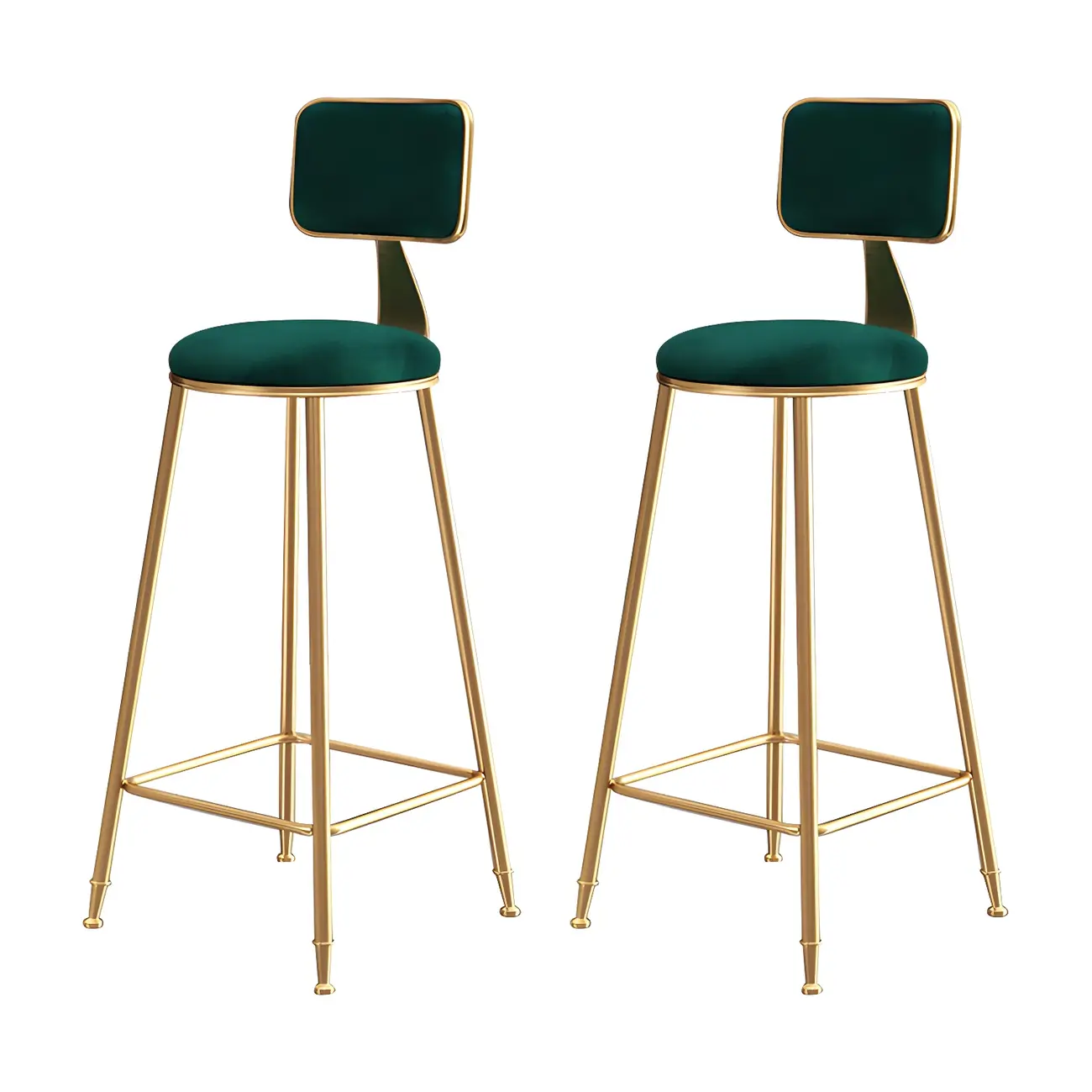 Round Velvet Upholstered Counter Bar Stools
