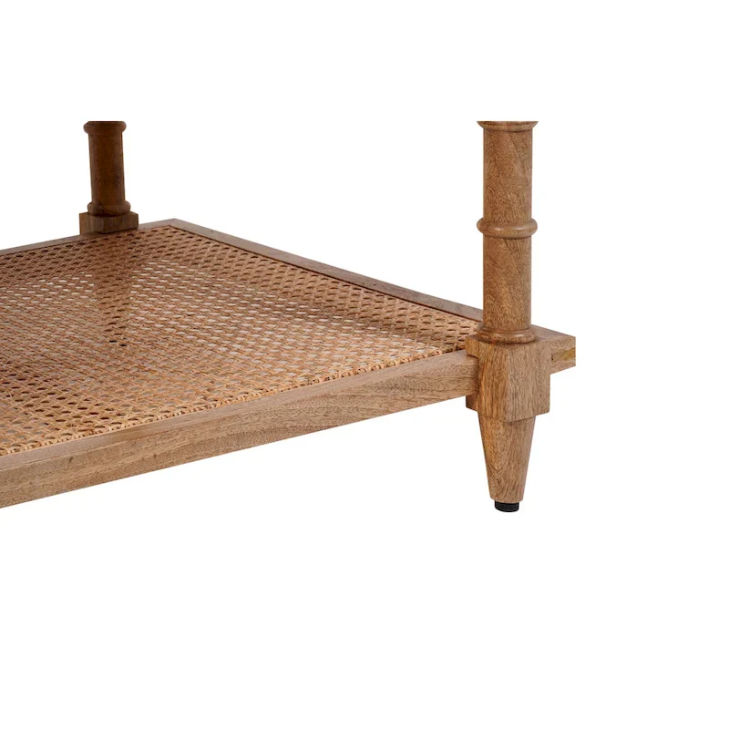 Carolina Living Chesterfield Wood & Cane Coffee Table - Whitewash