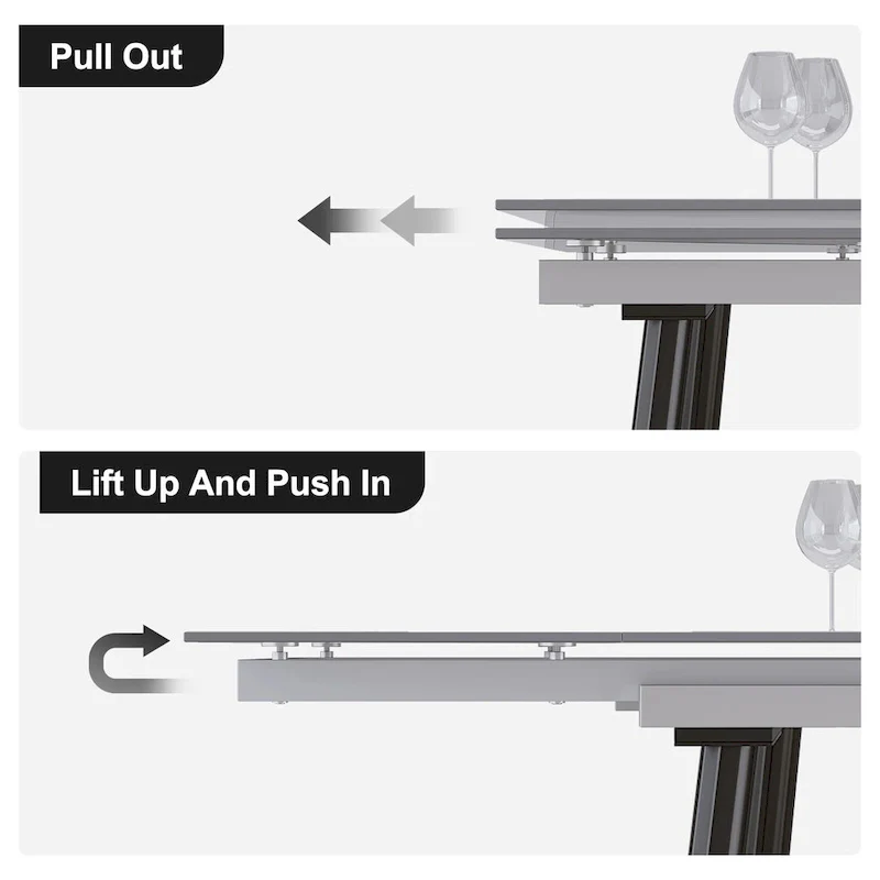94.48 Rectangular Extendable Sintered Stone Dining Table