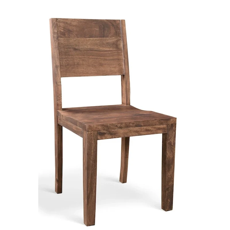 Timbergirl Handmade Simple Acacia Wood Dining Chairs, Set of 2 - 36H x 18W x 18L