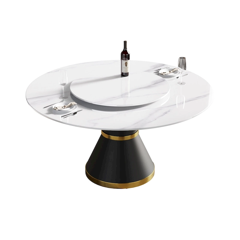 59 Modern Marble Dining Table Round Dining Table with Lazy Susan