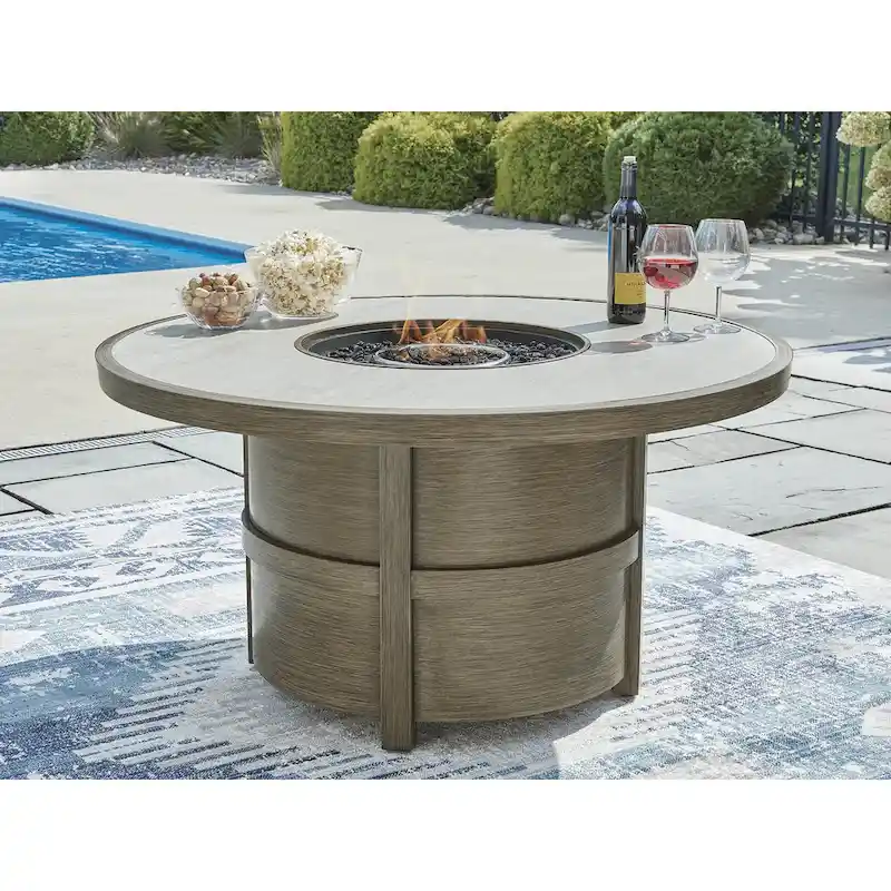 Signature Design by Ashley Rainier Ranch Beige Fire Pit Table - 47.99