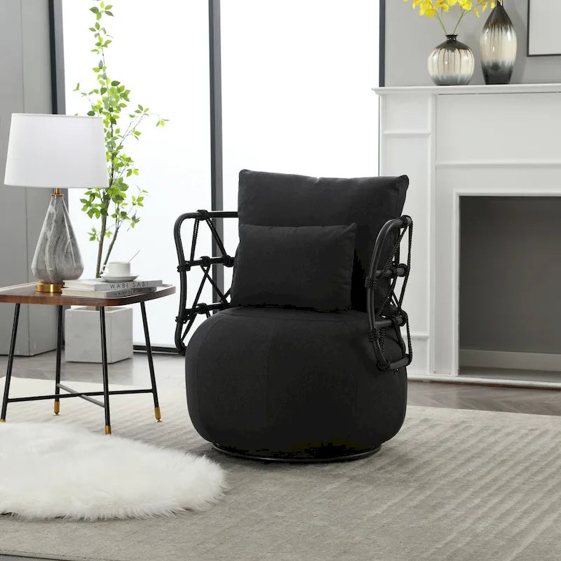 Upholstered Accent Chair with Metal Base