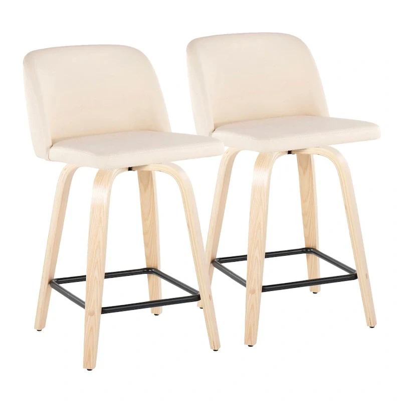 Carson Carrington Vallberga 24 Counter Stool with Natural Wood Base (Set of 2)