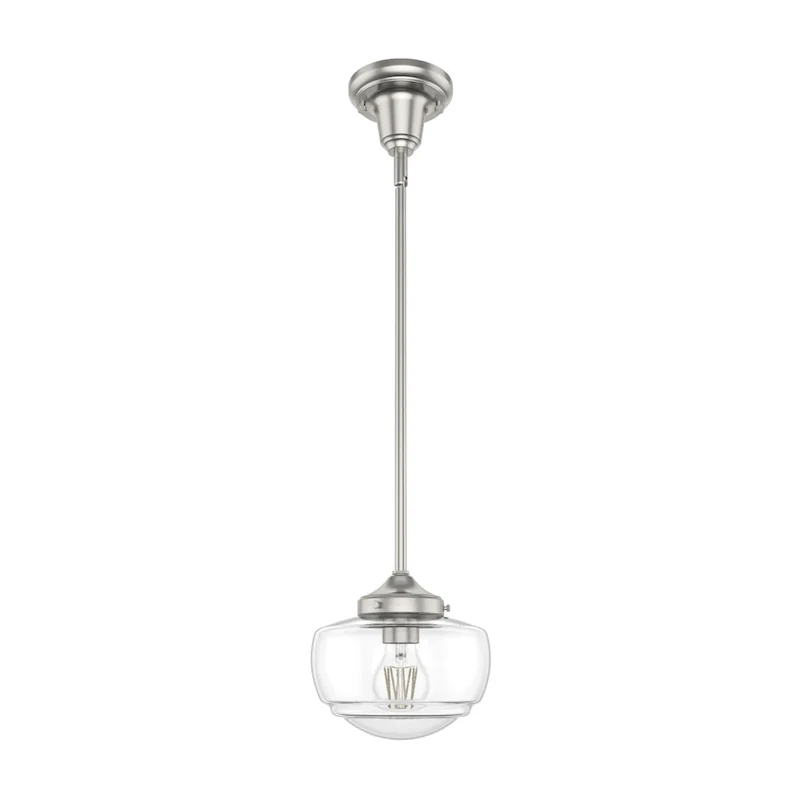 Hunter Saddle Creek 1-Light Mini Pendant / Semi-Flush Mount Ceiling Light - Kitchen Island, Dining Room, Hallway