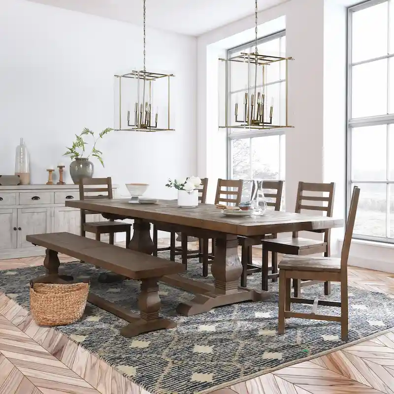 Reclaimed Pine Extension Dining Table – Seats Up to 10, Farmhouse & Rustic Style (84–114