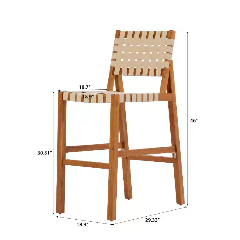 Christopher Knight Home Elara Farmhouse Patio Acacia Wood Woven Rope Bar Stools (Set of 2)