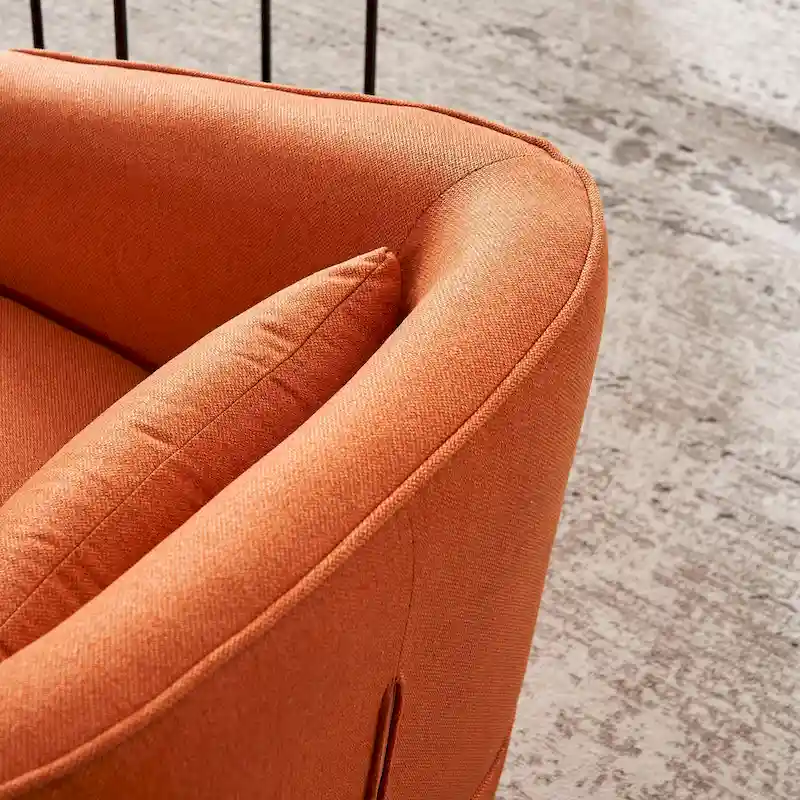 Swivel Barrel Chair With Ottoman, Swivel Accent Chairs Armchair, Reading Chairs, Round Barrel Chairs with Black Metal Base