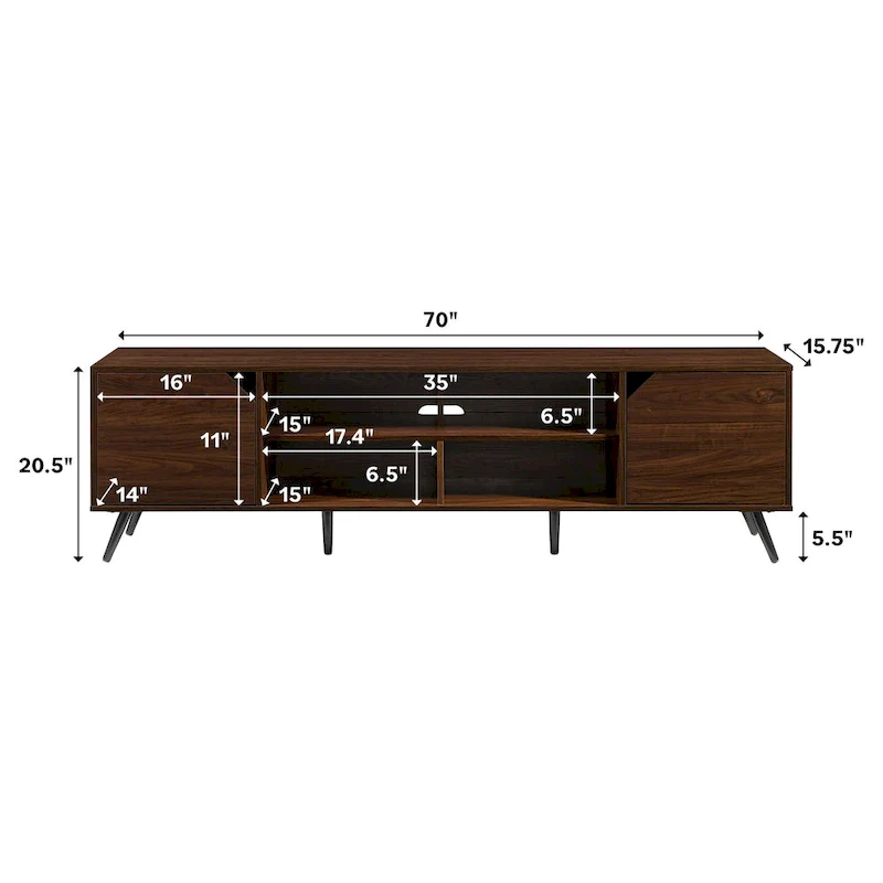 70-inch TV Stand with Storage Cabinets for Living Room