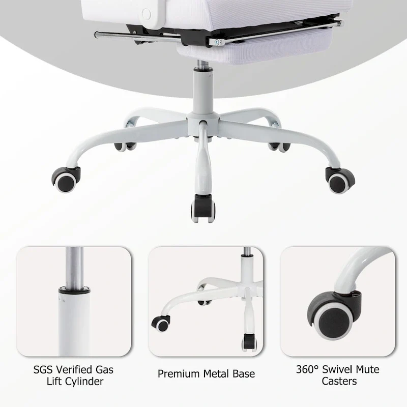 Office Chair With Foot Rest Ergonomic Swivel Mesh Task Office Chair