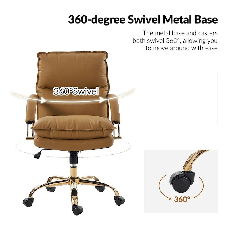 Leona Modern Faux Leather Adjustable Height Tilting Office Chair with Swivel Base by HULALA HOME