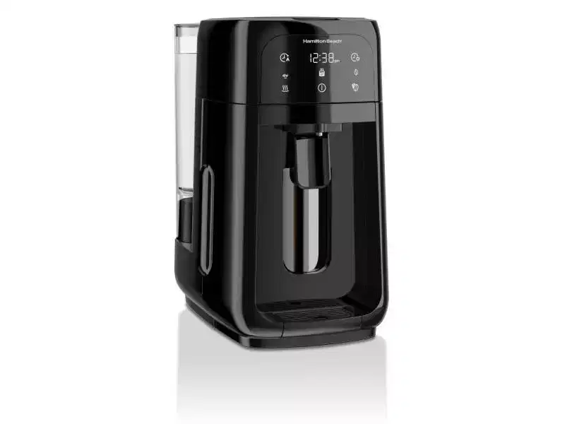 Hamilton Beach One Press Dispensing Coffee Maker 47600: 12-Cup Electric Brew Station, Black, Permanent Filter, 1050W