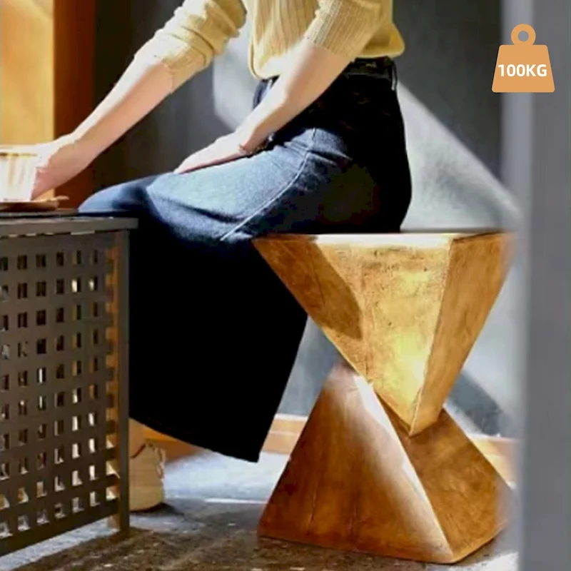 Modern Lightweight Concrete Side Table Accent Table Garden Patio - 12x12x18