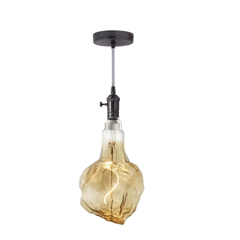 Bulbrite LED Grand Bulb and Pendant Kit of (1) 4 Watt Antique Glass 13  Glacier Shaped Bulb
