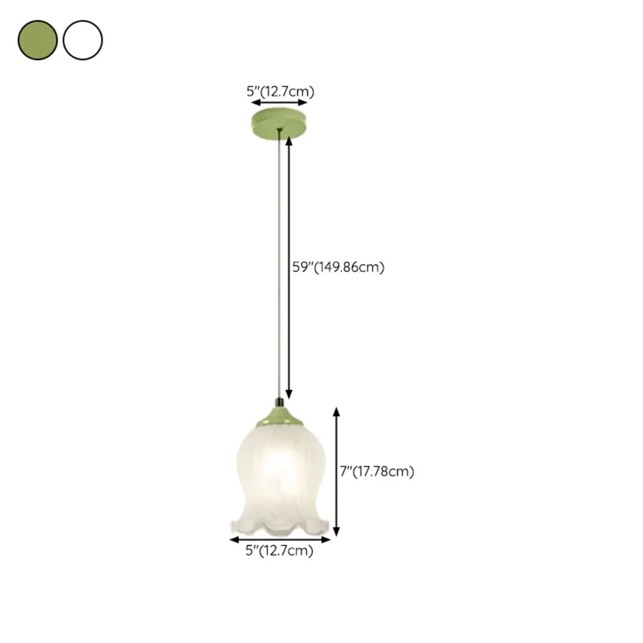 Kids Bedside White Glass Tulip Pendant Lamp