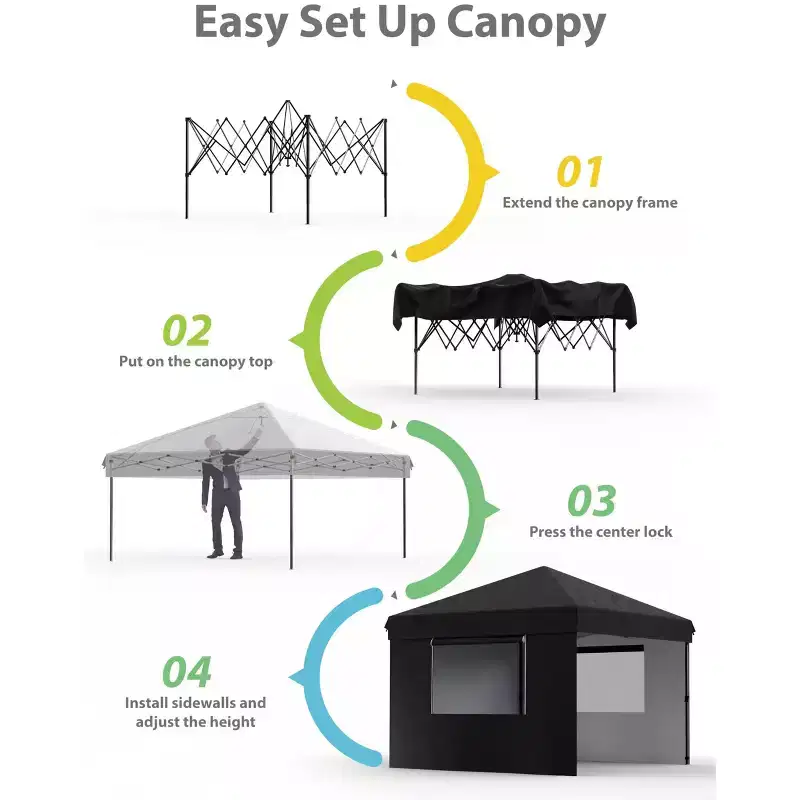 10x10 Pop Up Canopy Tent with 3 Sidewalls  Heavy Duty Commercial Canopy Instant Setup Waterproof UPF 50+  Includes Carry Bag for Outdoor Events
