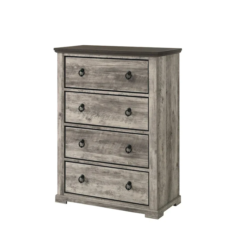Aimon 3 Piece Gray Rustic Panel Bedroom Set