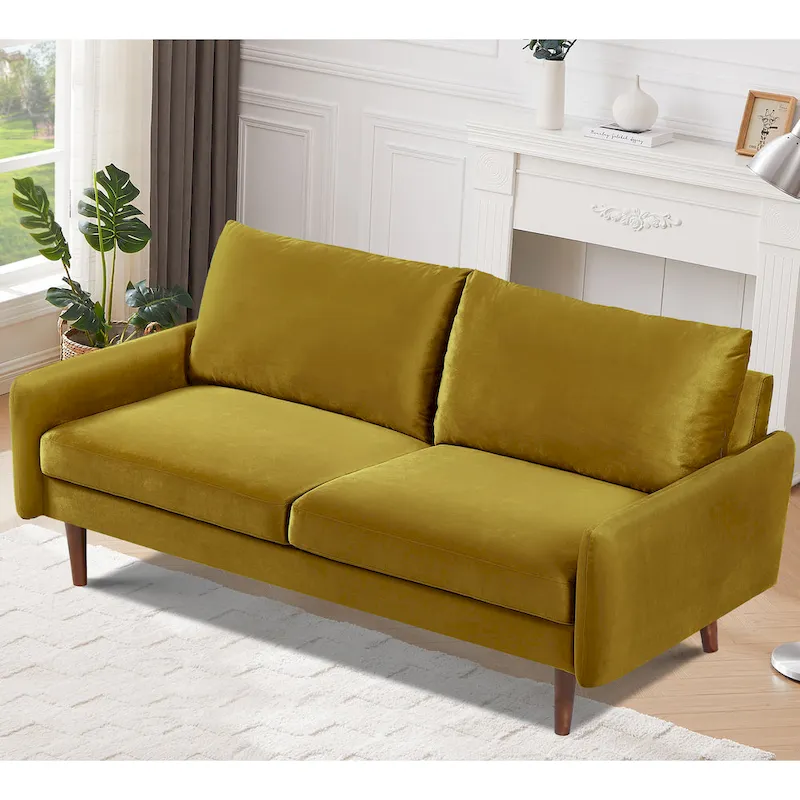 70W Tapered-Leg Velvet Sofa