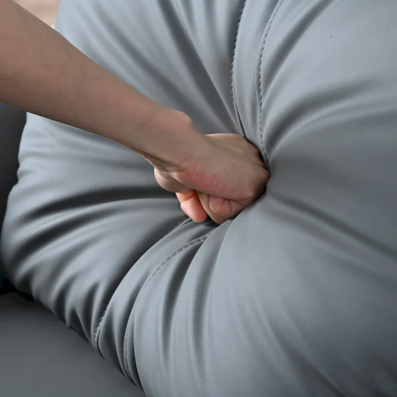 Blue-Gray PU Leather Swivel Glider Rocker Recliner with Pockets, Backrest