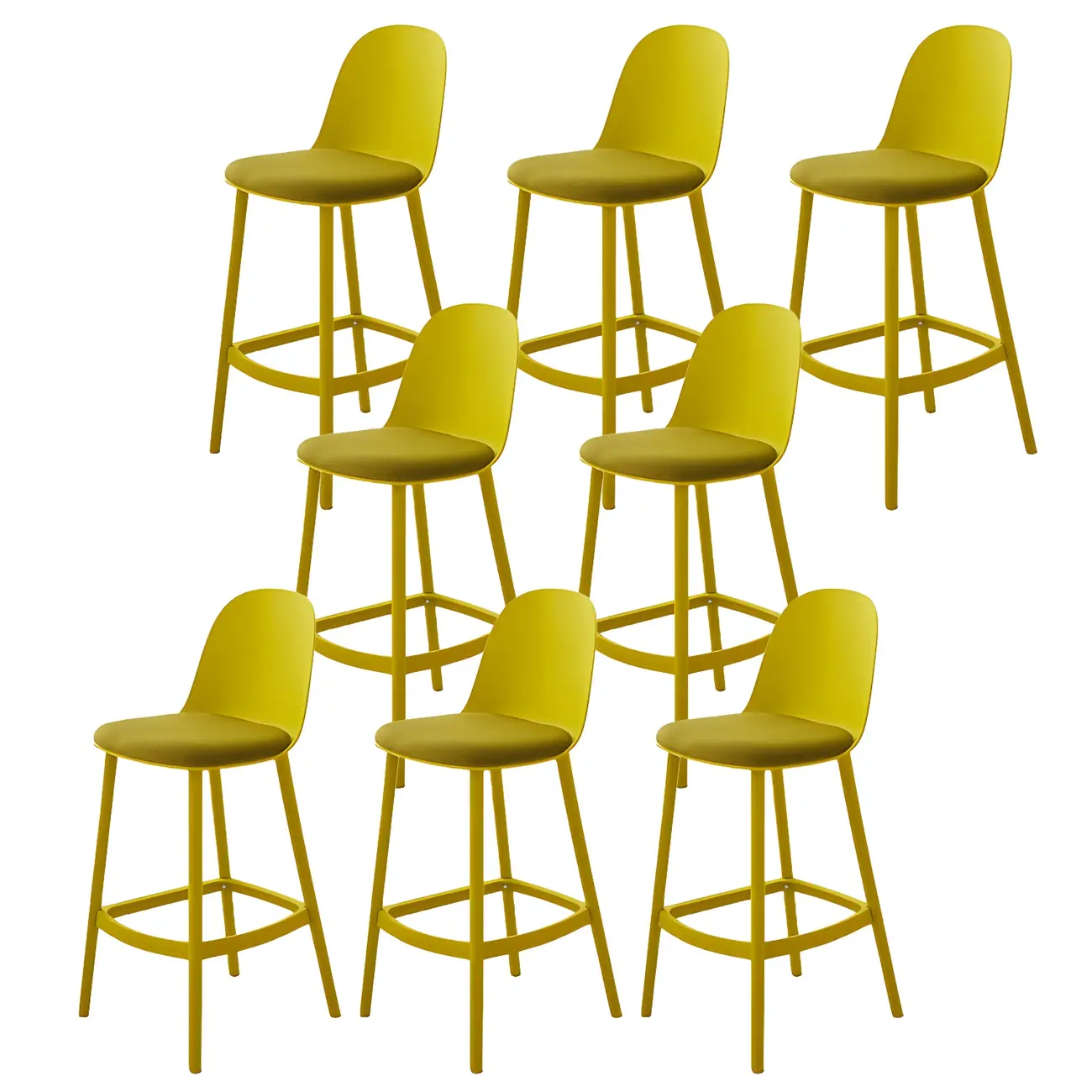 Modern Plastic Upholstered Bar Stool with Footrest
