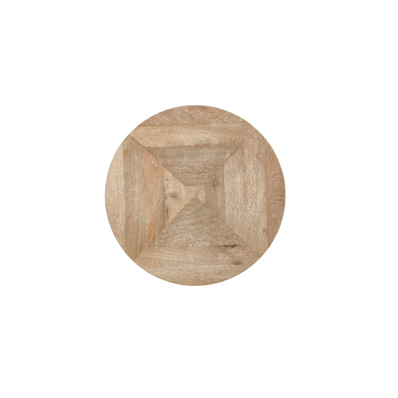 Fenway 22 Mango Solid Wood and Metal Round End Side Table - 22 inches long x 22 inches wide x 25 inches high