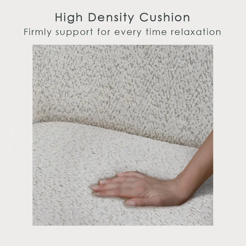 Furniture of America Vanessa Modern Curved Arms Boucle Loveseat Couch, Small Sofa with Seat Cushion and Wooden Legs