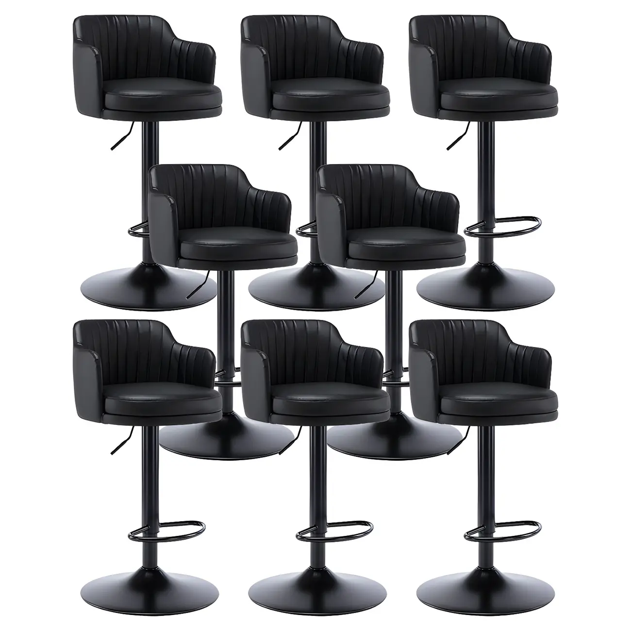 Modern Leather Armrests Swivel Adjustable Bar Stool