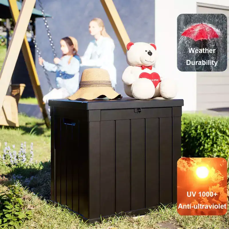 Sersper 50 Gal Outdoor Resin Deck Box and Bench, Multipurpose Storage Container for Patio and Garden