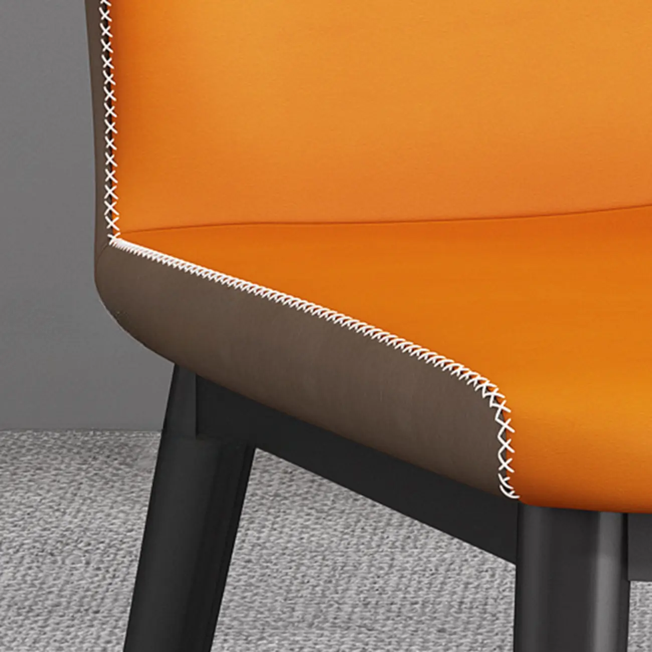 Modern Faux Leather Dining Chair with Wing Back Steel Legs