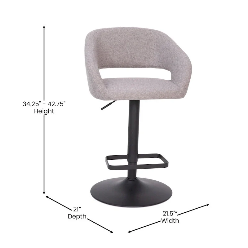Modern Upholstered Adjustable Height Swivel Barstool with Footrest
