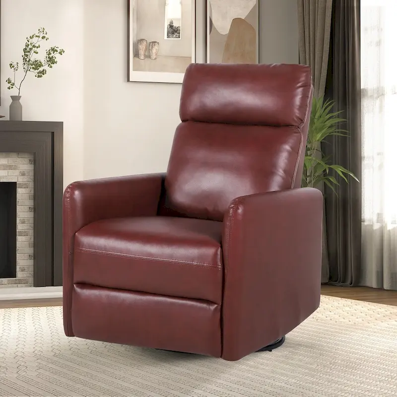 Leather Manual Swivel Recliner