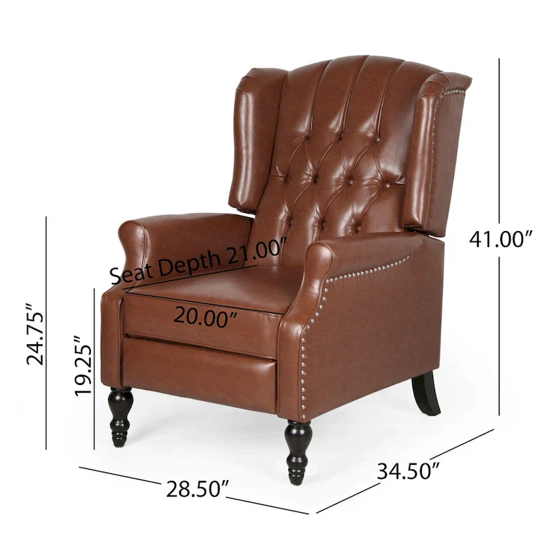 Brown Bonded Leather Recliner Club Chair