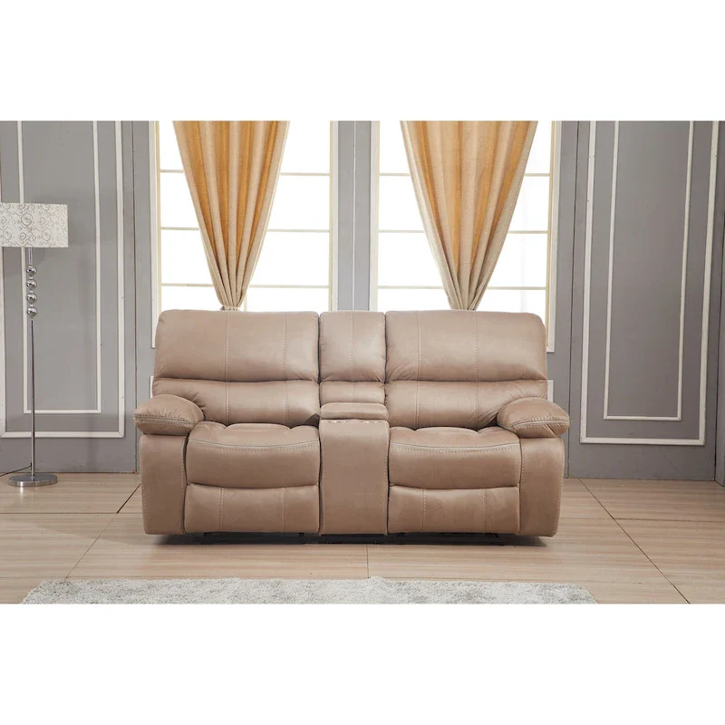 Betsy Furniture Microfiber Manual Rclining 2-seat Loveseat with Console 8007