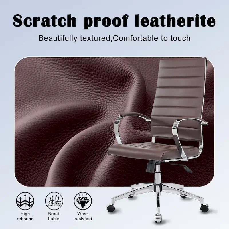 CAROCC Ribbed Computer Office Chair Adjustable Swivel High Back Desk Chair