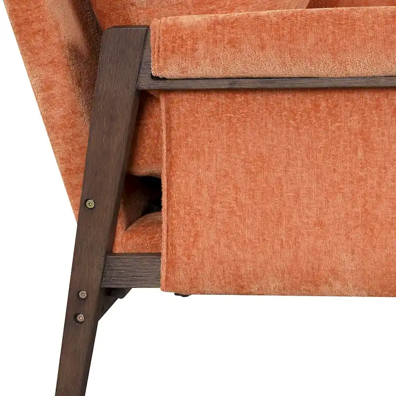 Mid-Century Velvet Solid Wood Accent Chair with Thick Seat Cushion