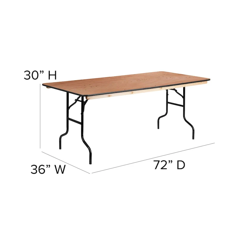 6-Foot Rectangular Wood Folding Table