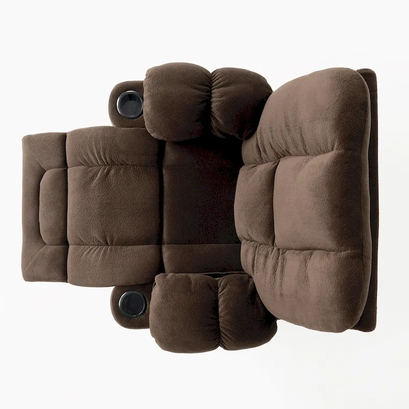 Roomfitters Luxurious Manual Recliner Chair in Chocolate with Skin-Friendly Fabric and Dual Cup Holders