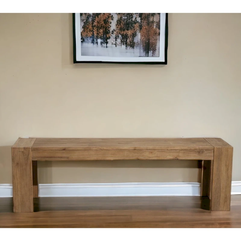 HomeRoots 58  Natural Distressed Solid Wood Dining Bench - 58