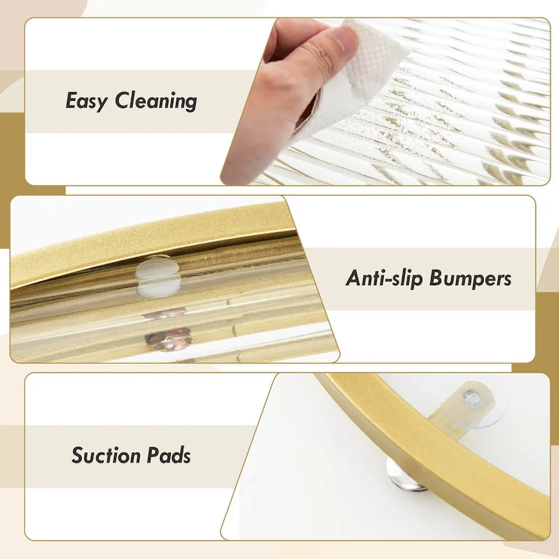 Gymax 2-Tier 24 Round Coffee Table w/ Oval Swivel Brackets & Reeded