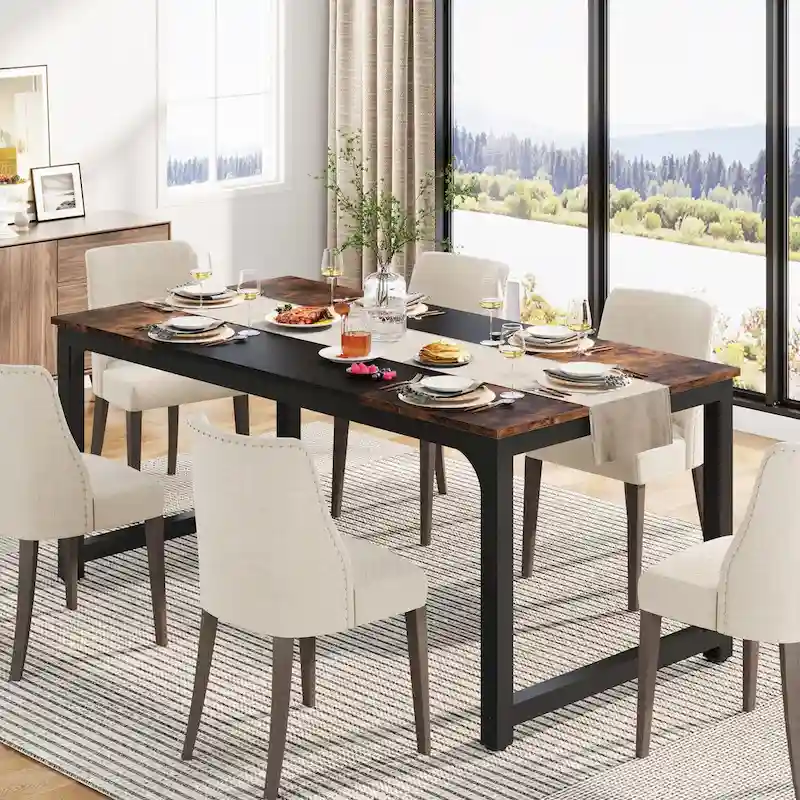 63 Industrial Dining Table for 4-6, Kitchen Table for Dinning Room - 63 L x 31.5 W x 29.53 H