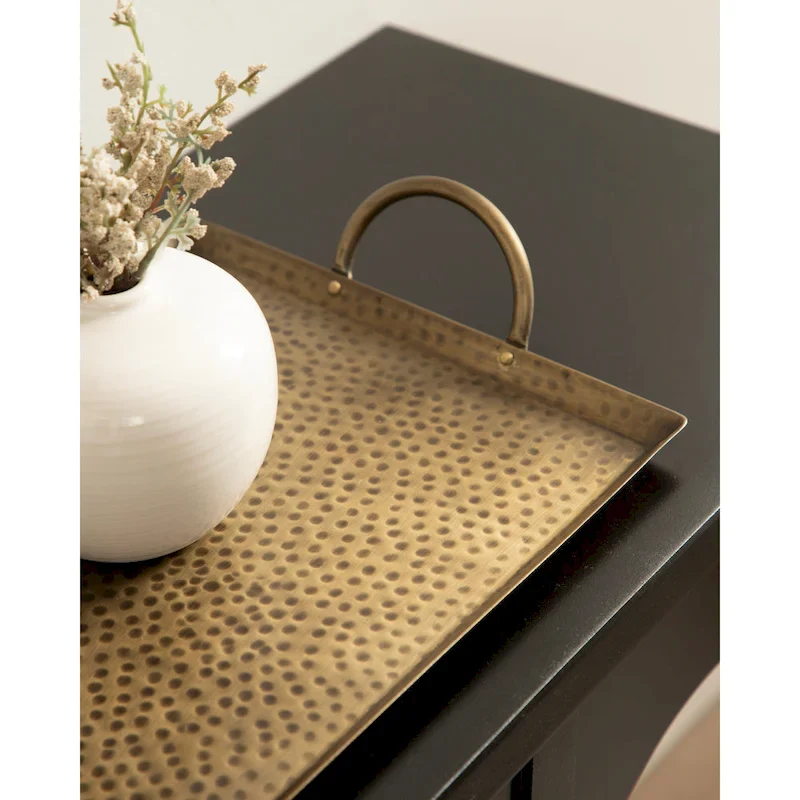 Kate and Laurel Sanzo Hammered Rectangle Metal Tray