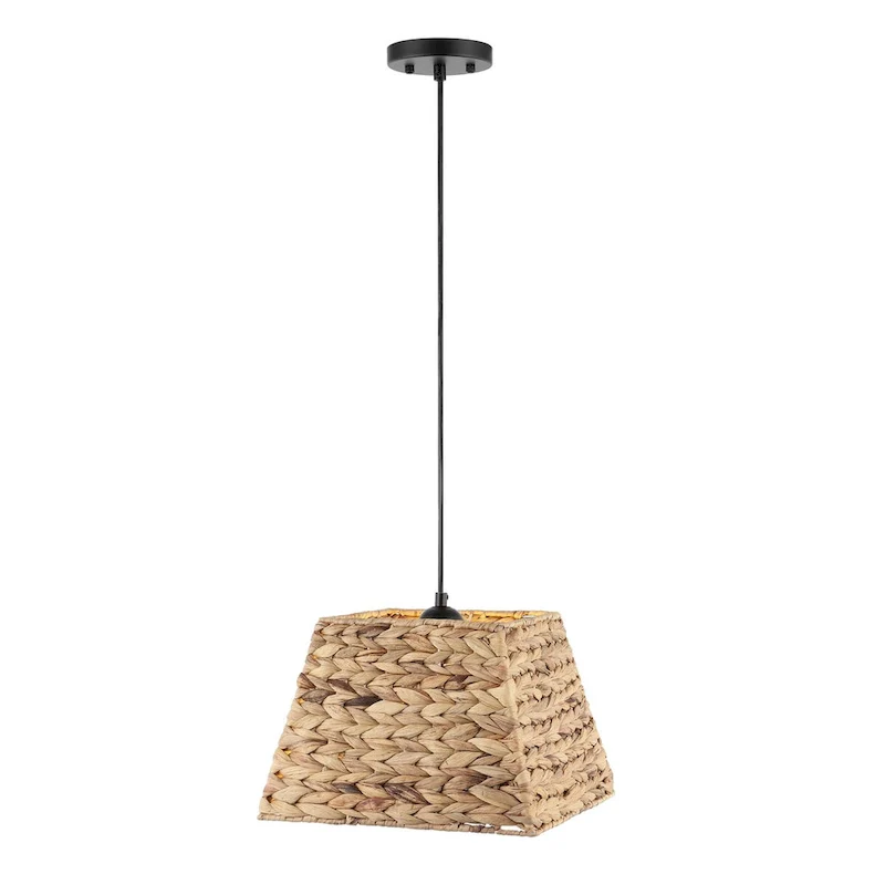 WINGBO Farmhouse Cube Chandelier Natural Material Hand-Woven Hanging Lamp - N/A