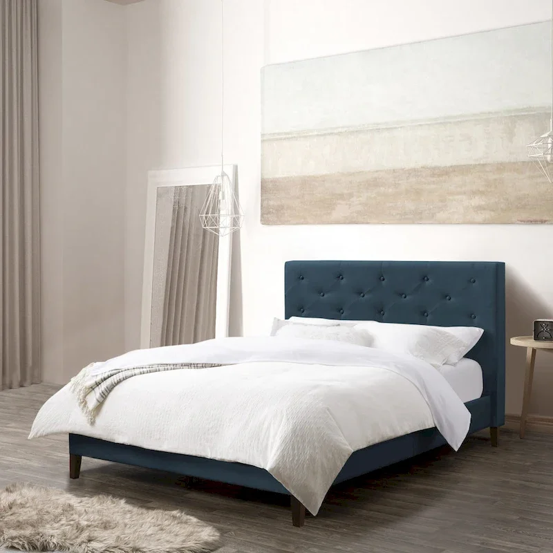 Nova Ridge Upholstered Button-Tufted Bed Frame, Full