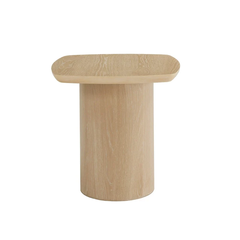 Edo Contemporary Oak-Finished End Table with Sturdy Column Base by iNSPIRE Q Modern