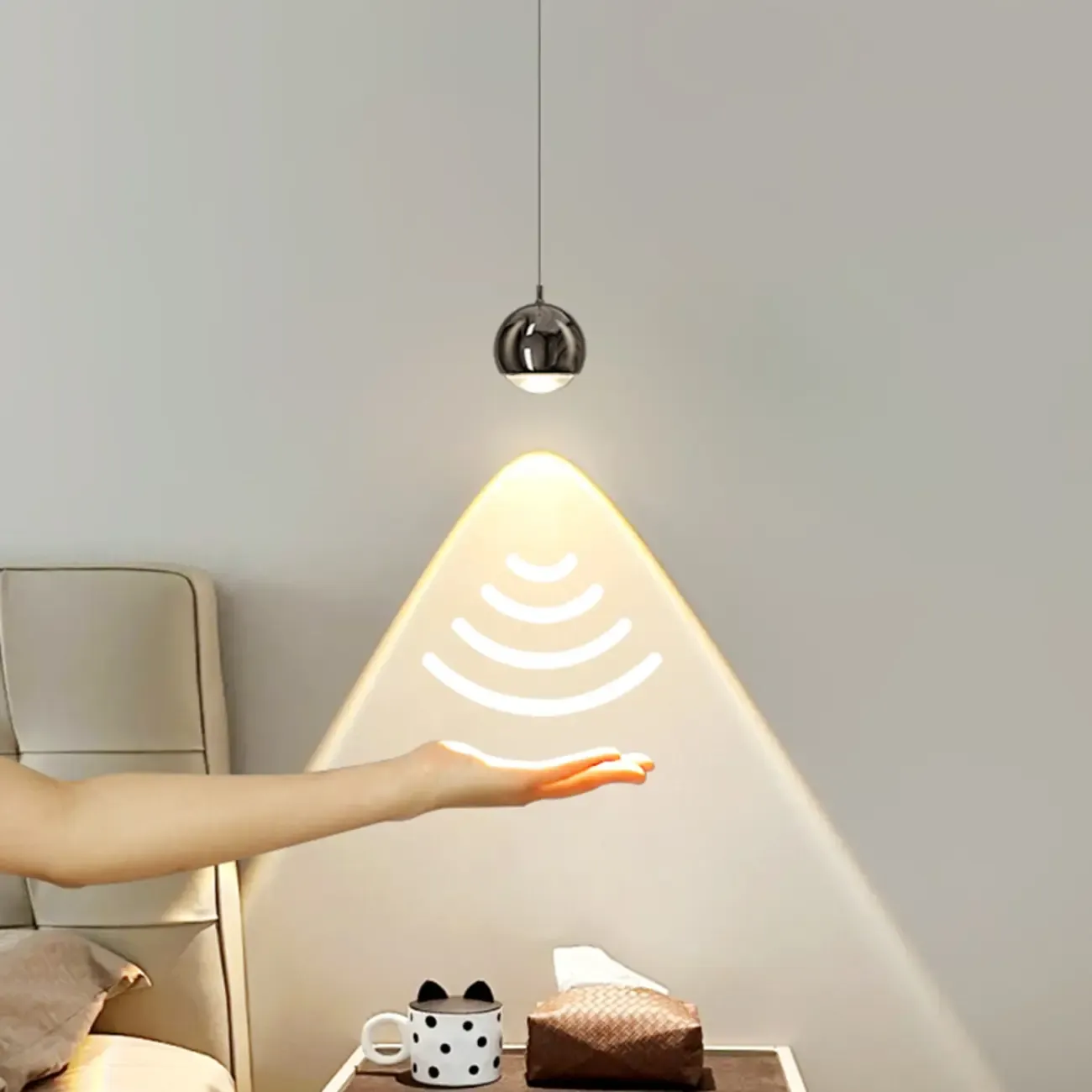 Modern Chrome Metal Globe Pendant Light Warm LED