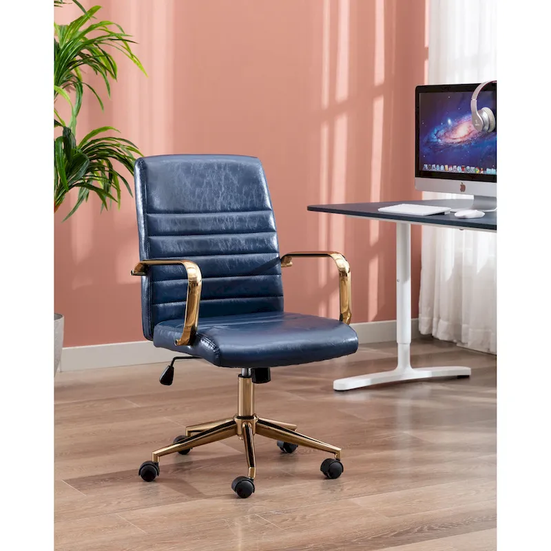 Swivel Office Chair with PU Leather and Roller Wheels