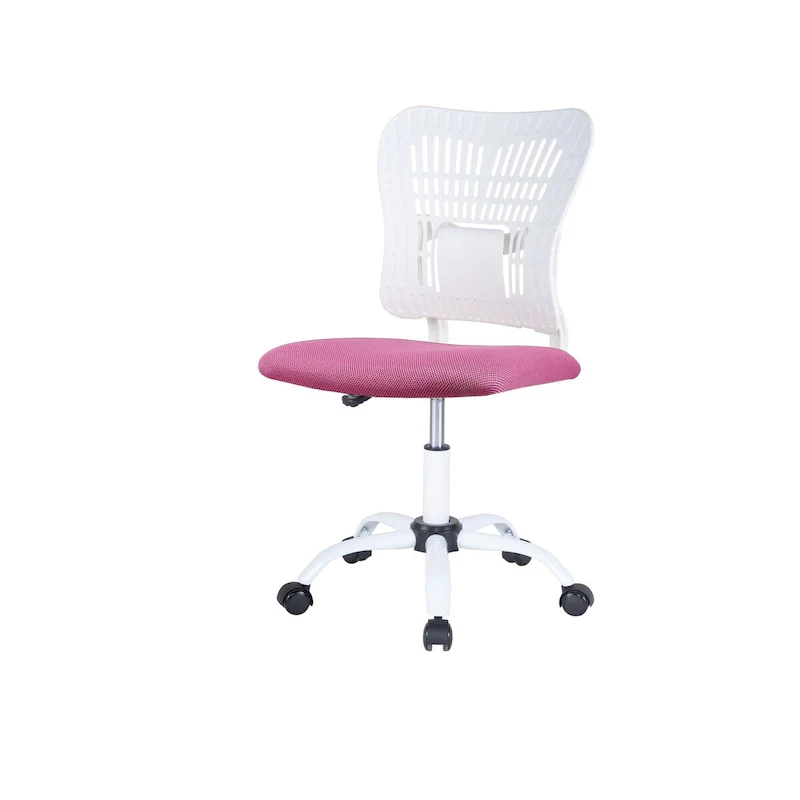 Armless Mesh Task Chair, White / Black, Adjustable Height, Single Seat