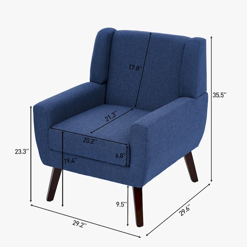 Wide Back Accent Chair with Wingback Design - Single Seater