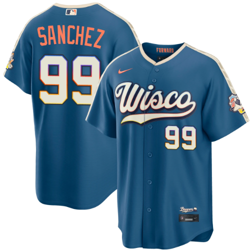 Gary Sánchez Milwaukee Brewers Mineral Blue 2026 City Connect Stadium Jersey