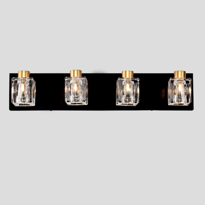 Modern Vanity Lights with Crystal Glass Shade - Gold